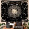 ARTCREATOR Sun and Moon Tapestry, Black Golden Mandala Tapestries Astrology Space Wall Hanging Boho Hippie Decor for Bedroom, Living Room, Ceiling