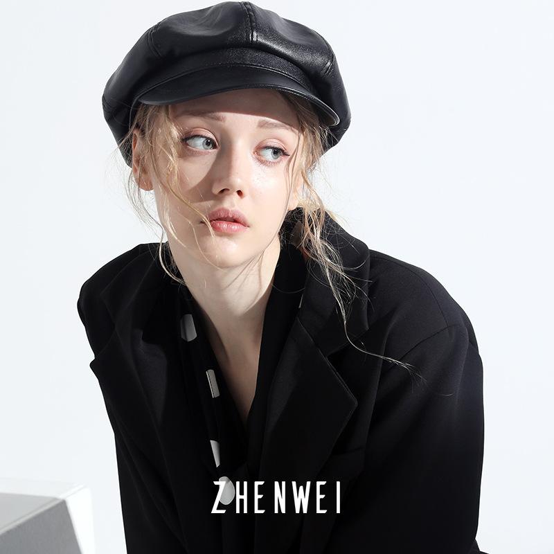 

Американский универсальный ПУ Берет Пи Осень и Зима Мода Повседневная Восьмиугольная Шляпа для Женщин Британская Ретро Шляпа Маленького Художника, Подчеркивающая Лицо One Size