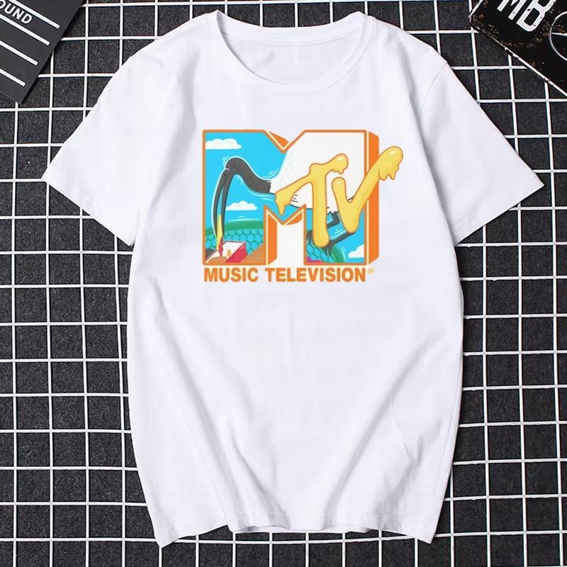 Tricou Retro Bărbați Femei Vintage Rock Hip Hop Tv Vară Mtv Music Television Grafic Top Streetwear Supradimensionat Larg Casual