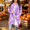 Damen Trendy Halloween-Print Langarm-Strickjacke Pullover für Lässige Herbstmode