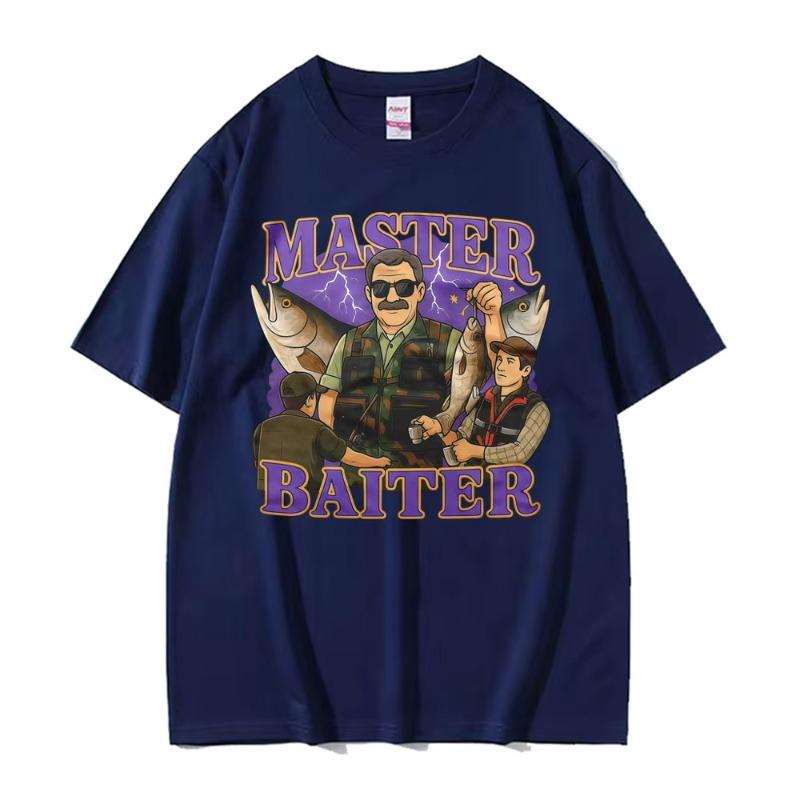 Funny Fishing Master Baiter Graphic T Shirts Men Women Vintage Fisherman Humor Tshirt Casual Loose Oversized T Shirt Streetwear