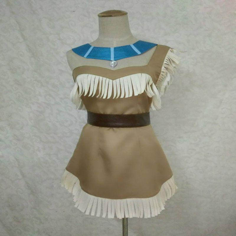 Costume d'Indienne Pocahontas de Princesse pour Filles Robe d'Halloween pour Femmes avec Accessoires
