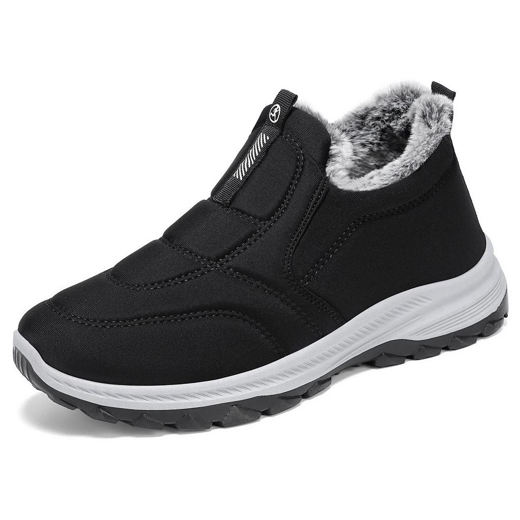 Bottines en coton doublées polaire pour femmes - À enfiler, Épaissies, Grande taille, Style couple, Chaussures d'hiver pour maman âgée