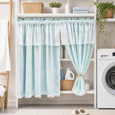 Lace Cafe Curtain, 59 Inch Length 2 Panels Set Short Cabinet Curtain, Farmhouse Rustic Under Desk Privacy Drape for Bathroom Kitchen