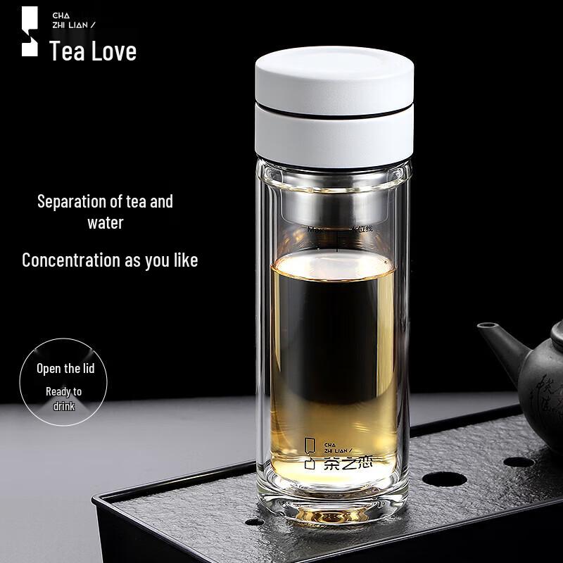 Tea Love Portable Double-Layer Glass Tea Infuser Bottle