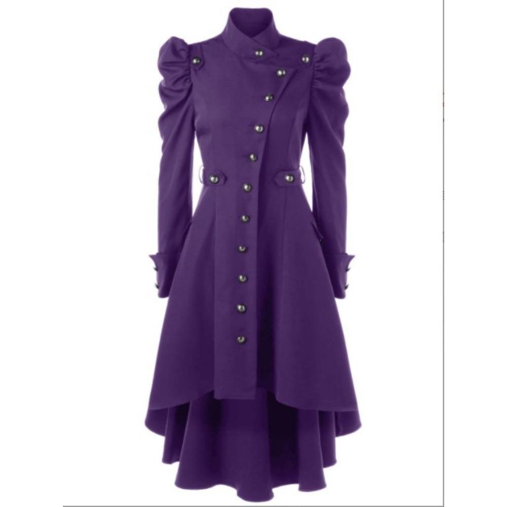 Damen Kleid mit Rollkragen und langen Ärmeln im viktorianischen Stil Gothic Vintage A-Linien-Mantel