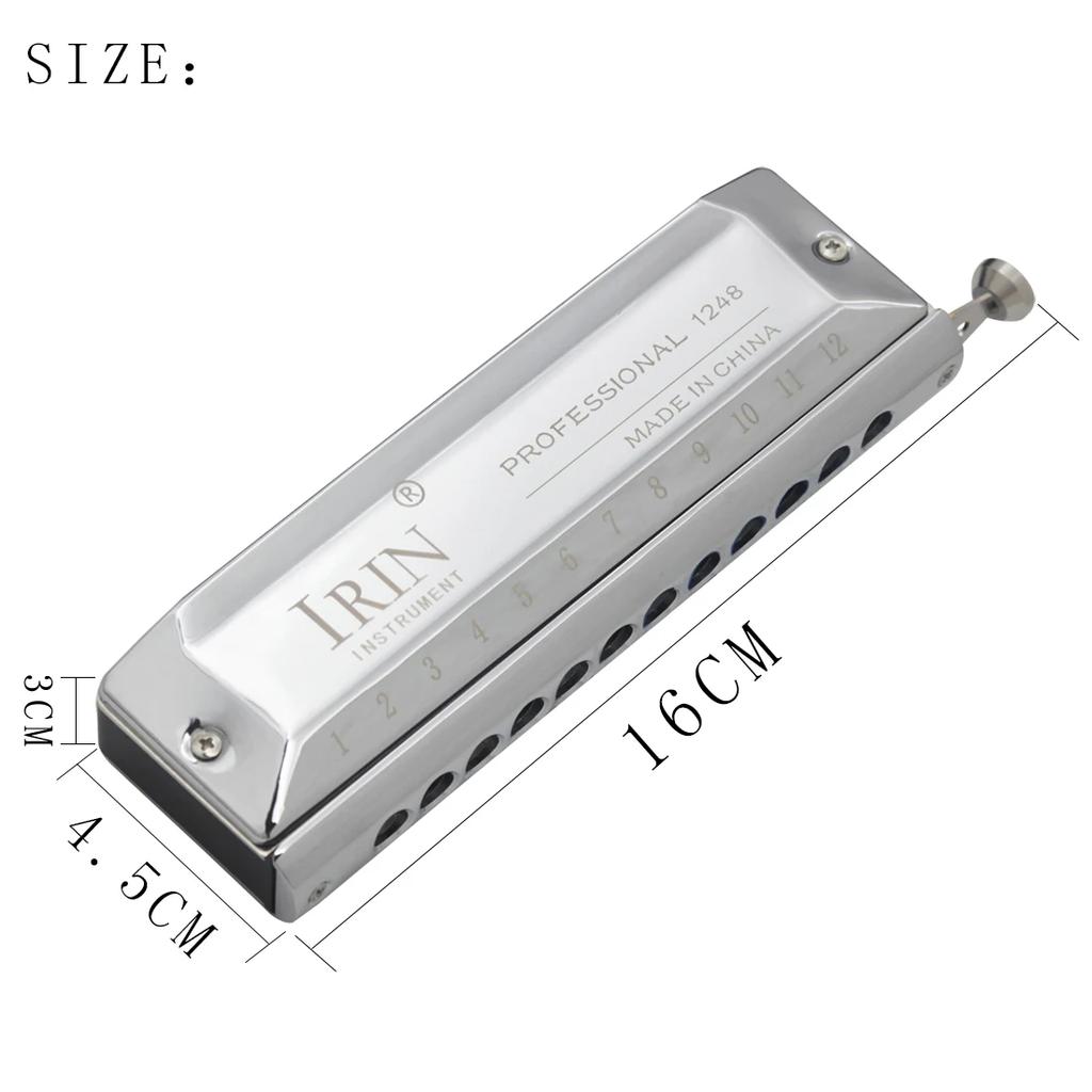 IRIN 12 Hole Harmonica 48-tone Chromatic Harmonica Silver Mouth Organ Harmonica Suitable For Enthusiasts Woodwind Instrument