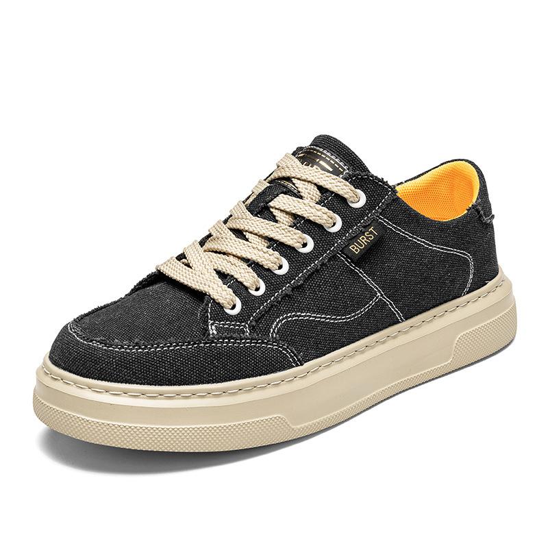 College Style Canvas Breathable Board Shoes Flat Bottom Low Top Lace-Up Sports Trendy Shoes Cold Sticky Men'S Shoes