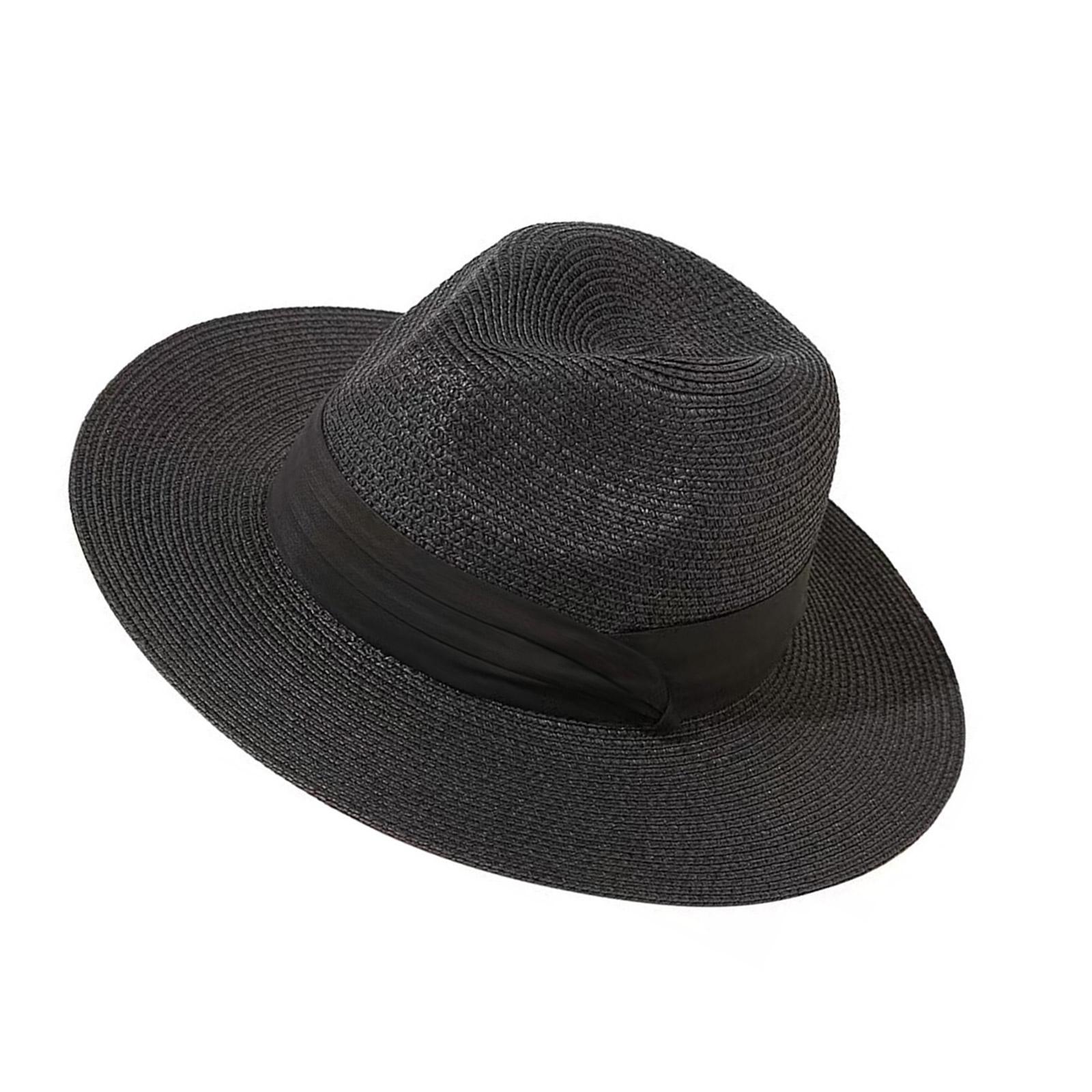 

Соломенная шляпа ручной работы Панама для отпуска и защиты от солнца для взрослых, для активного отдыха на открытом воздухе, с широкими полями, для пляжного отдыха и на каждый день чёрный