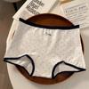 Plus Size Ladies Spring and Autumn Fun Dachshund Dog Stripe Preppy Cotton Extended 10A Antibacterial Flat Angle Briefs