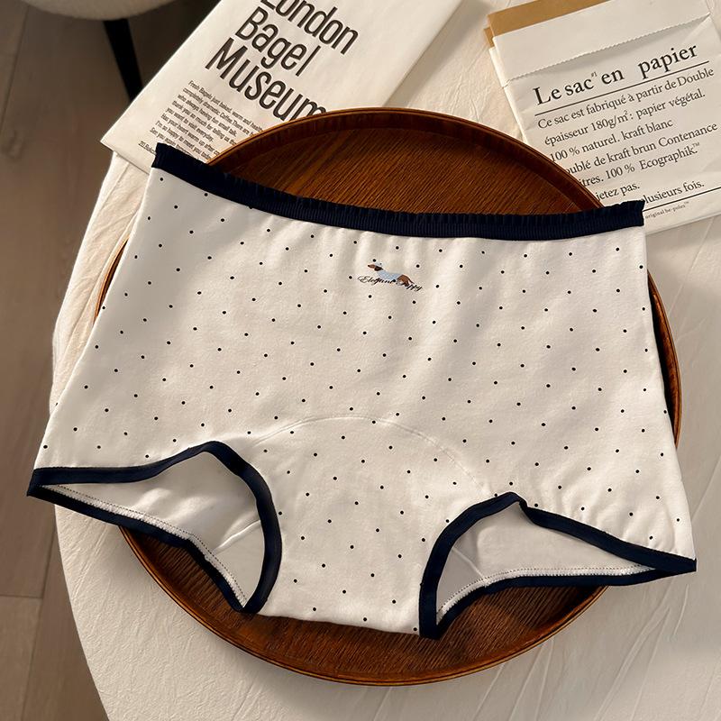 Plus Size Ladies Spring and Autumn Fun Dachshund Dog Stripe Preppy Cotton Extended 10A Antibacterial Flat Angle Briefs