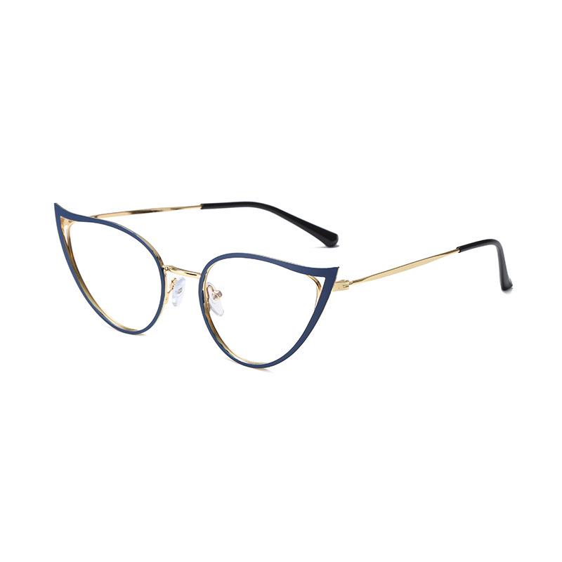 Stylish Women's Cat Eye Photochromic Anti-Blue Light Retro Metal Glasses Frame