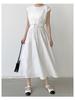 Women Summer High Waist Loose Patchwork Bud Dress Japanese Style Flowy Comfortable Dress Lightweight High Recognition Elegant Flattering Chic Dress