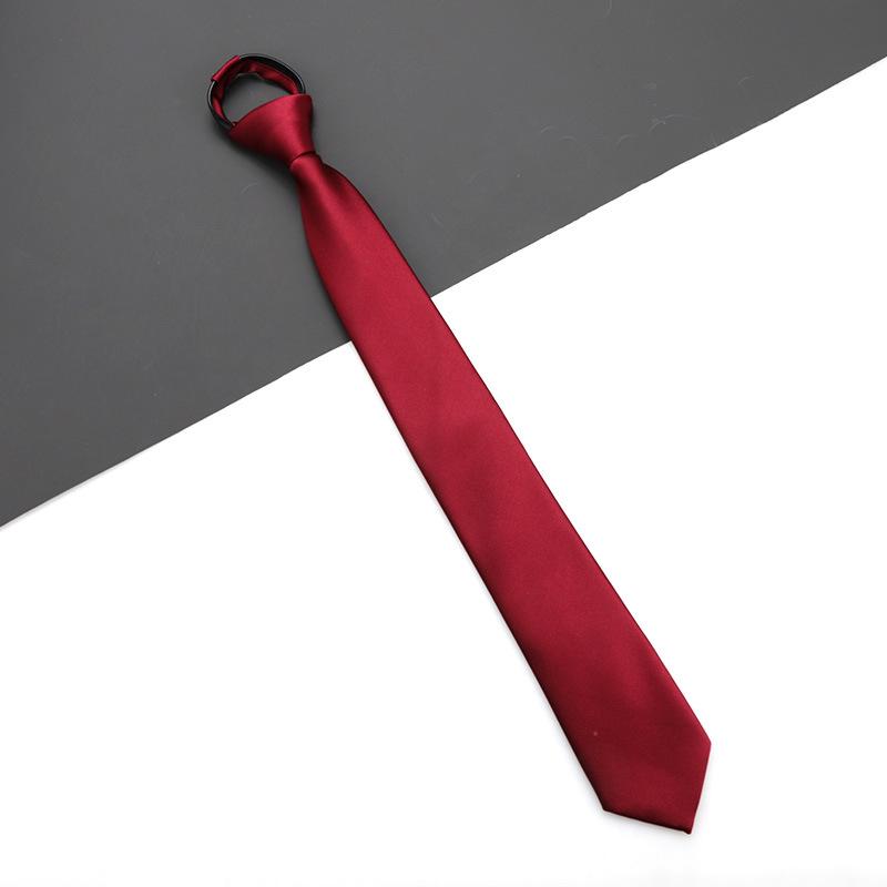 Men'S And Women'S Red Zip-Up Tie Groom Business Dress Wedding Korean Version Lazy No Striped Tie