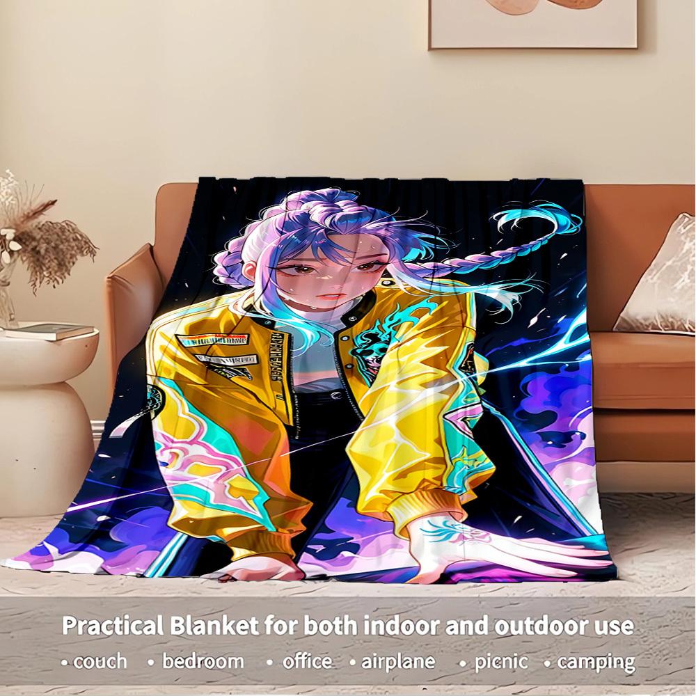 K-POP Anime Girls Group Four Seasons Soft Warm Blanket All-Season Thick Knit Polyester Bedspread for Bed, Camping, Travel Perfect Gift