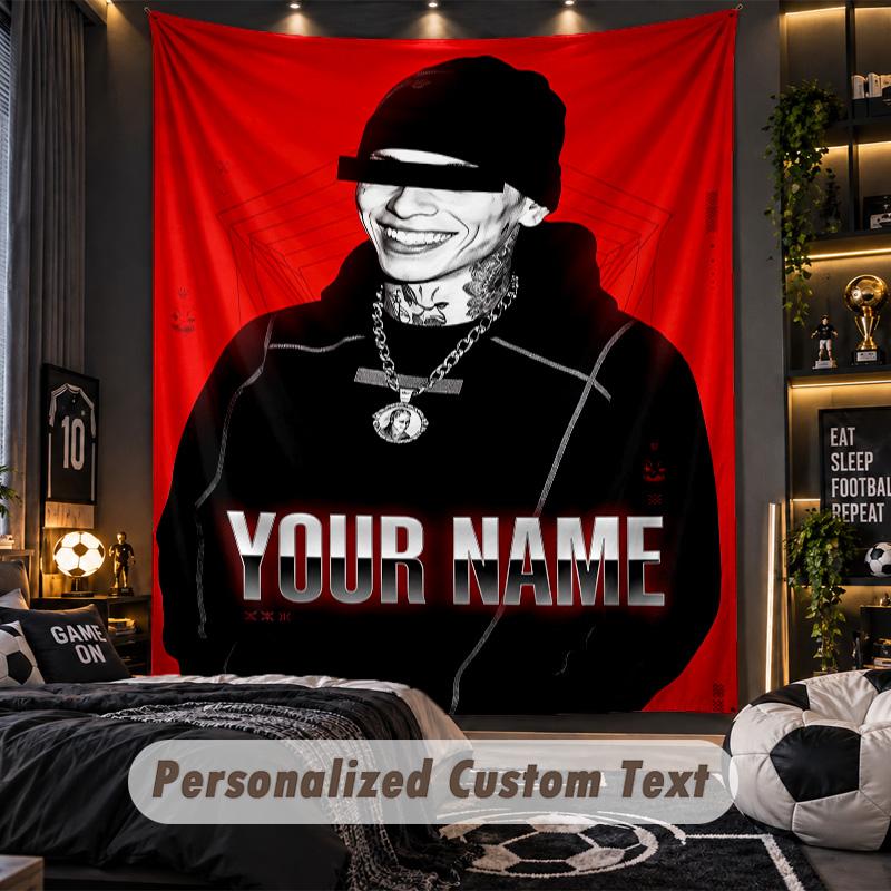 Personalisierte Wandtapisserie, Zentrales Cee Benutzerdefinierter Aufdruck Name, Stoff Wandkunst Für Innenraum Hintergrund