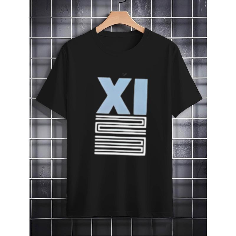 

Мужская футболка с принтом Дизайн Свободная Повседневная Четыре сезона Универсальная Рубашка Машинная стирка Круглый вырез Удобная ткань Модная Дышащая S чёрный