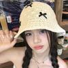 Fashion Mini Bow Beach Straw Hat Breathable Weaving Korean Bucket Hat Panama Solid Color Women Suncreen Hat Sun Protection