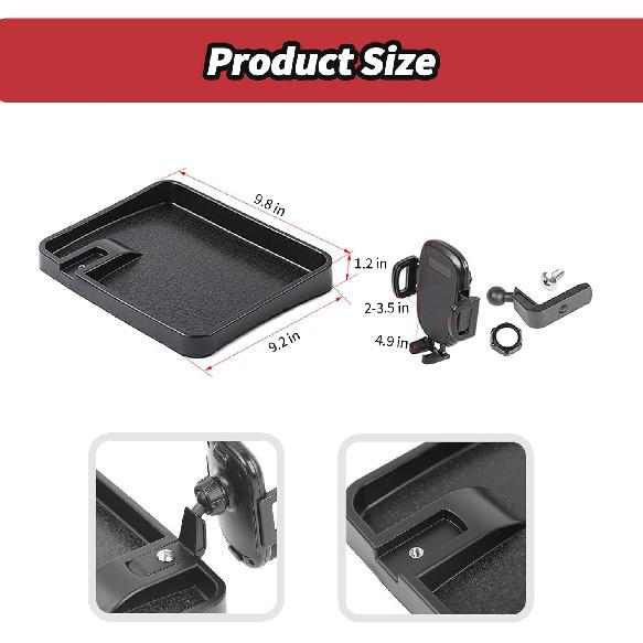 JeCar for JK Phone Holder Mount Center Console Dash Tray Storage Organizer for 2007-2010 Jeep Wrangler JK JKU