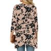 Women's Retro Floral Print Three-Quarter Sleeve Loose Fit Lightweight Cardigan for Casual Everyday Wear