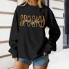 Women's Round Neck Printed Tops Cotton Casual Fashion Long Sleeve Pullover Top Blouse