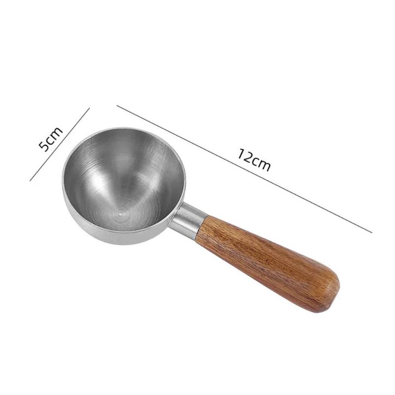 Walnut Wood Coffee Scoop Stainless Steel Long Handle Measuring Spoon For Coffee Tablespoon Kitchen Tool Cafe Accessories