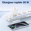 Chargeur USB-C - WENZYLIQUOX - 35W - Charge Rapide 35W - Câble MFi C94 2m - Compatible iPhone 17/16/15