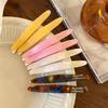 2 Pcs Simple Acetate Bangs Hairpins Women Oval Geometric Hair Side Clips Colorful Duckbill Clips One-word Clip Hair Accessories