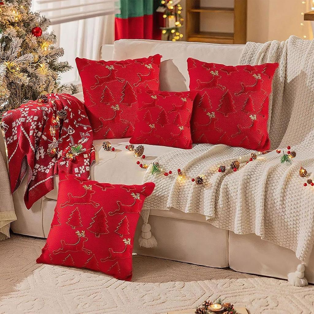 Christmas Tree Three-dimensional Plush Backrest Pillowcase, Bedroom Sofa Cushion Cover Without Core.