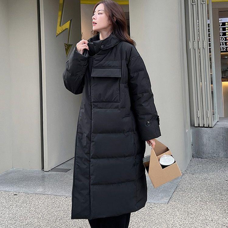 

Пуховик Зимний Женский Средней Длины Утепленный Дизайнерский Новый Пуховик До Колена XL чёрный