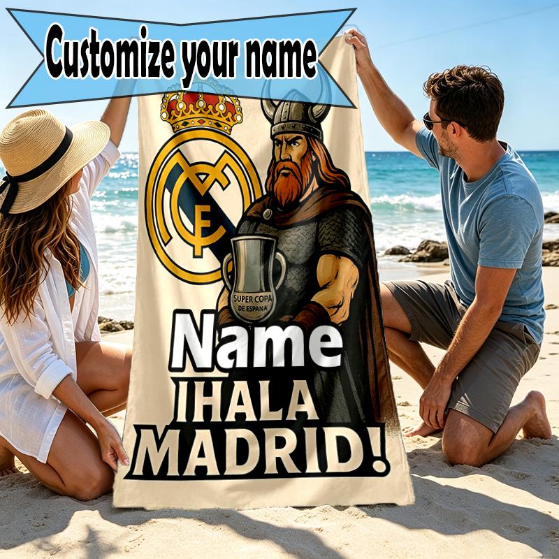 Custom Name Personalized Football team Print Beach Towel, for Trip Camping Beach Party Home Decor, Birthday Gift for Family & Friends