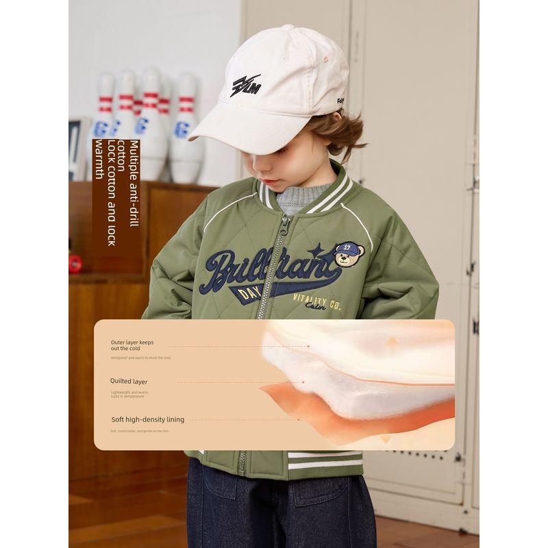 Right European Style Boys' Academy Bear Series Baseball Cotton Jacket Waterproof Warm Cotton Clothing Children's New Winter Style