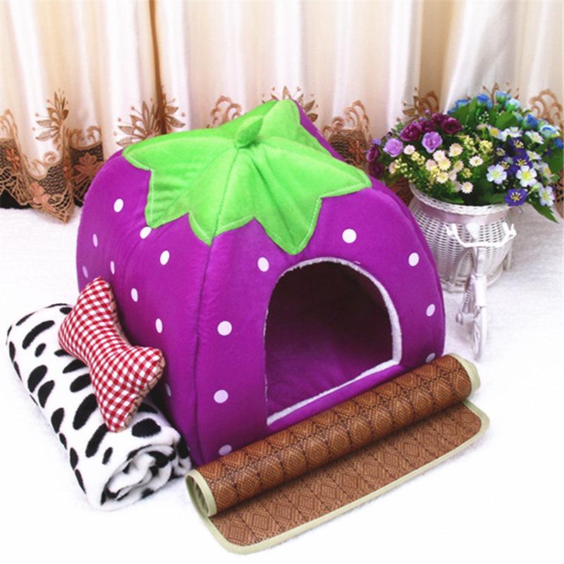 Pet Bed Tent: Mongolian Yurt Strawberry Design for Dogs and Cats