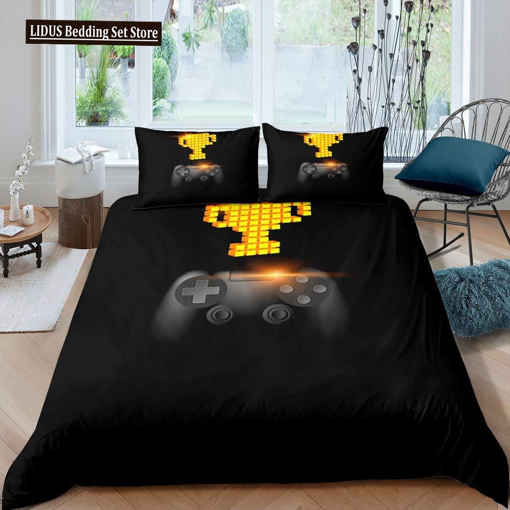 Games Duvet Cover Set Boy Kid Gamepad Bedding Set Video Game Controller Polyester Comforter Cover Player Modern Gamer Bedclothes