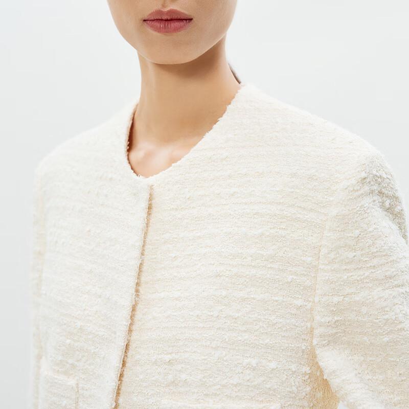 LESS 2025 Spring Collarless Casual Straight-Fit Wool Blend Long Coat