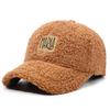 Women Embroidered Letter Hat Lamb Wool Autumn Winter Baseball Cap