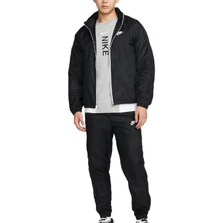 Nike Alphabet Stand Collar Zip-Up Long-Sleeve Elastic Waist Casual Tracksuit Men Sportswear Black DR3338-010