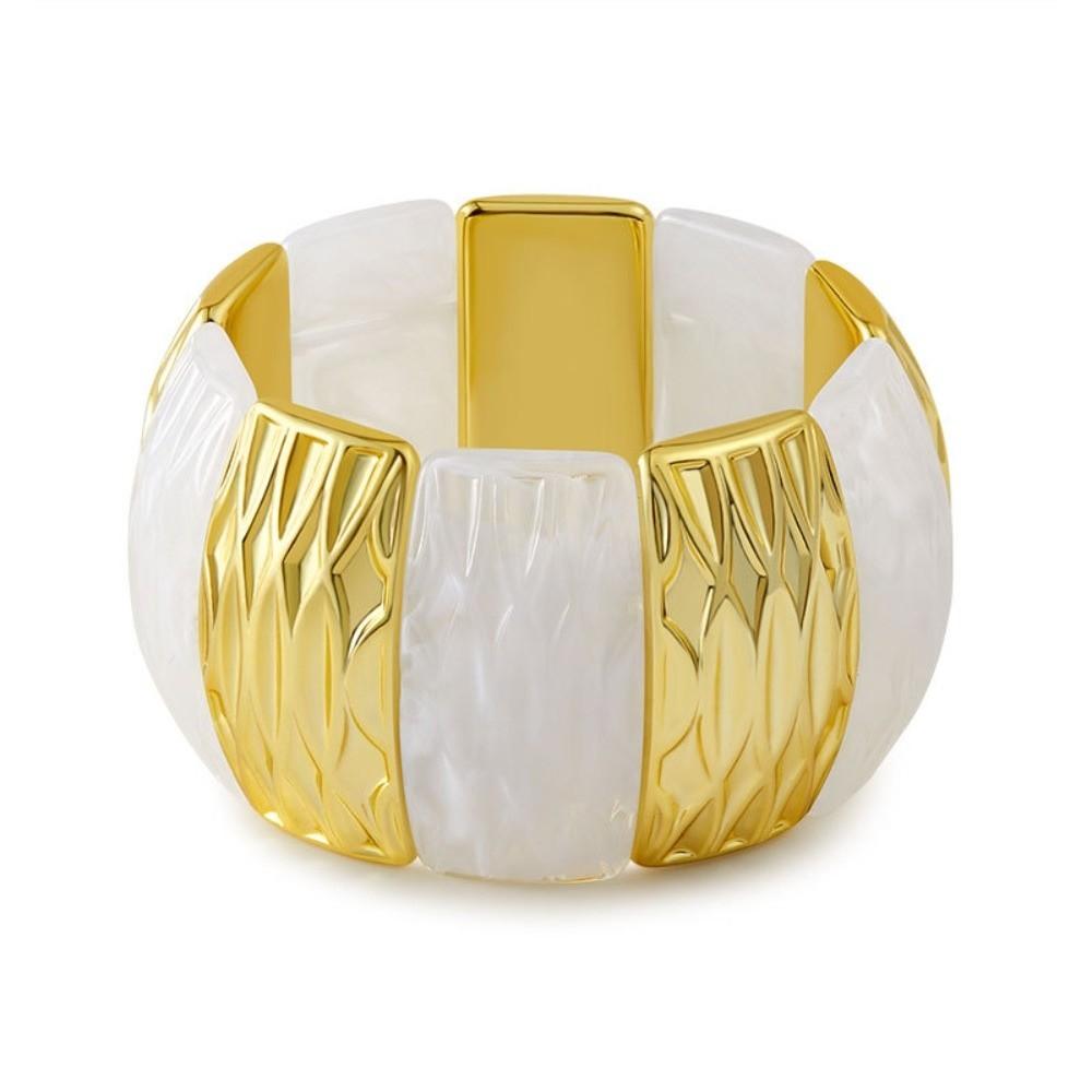 

Splicing Color Retro Hand Ring Smudging Design Bohemian Bracelet Acrylic Bangle Gift Jewelry білий