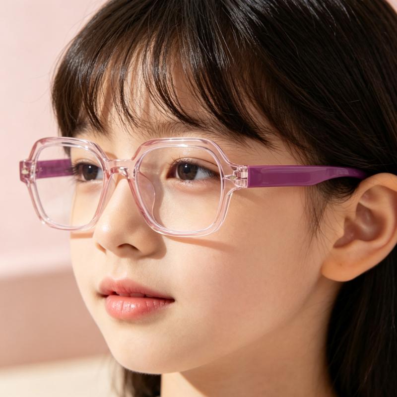 Kids Anti Blue Light Glasses, Polygon Square Frame Computer Eyewear, Multiple Colors Eye Protection for Boys & Girls