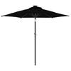 225x225x212 Cm Black Sun Umbrella with Steel Pole