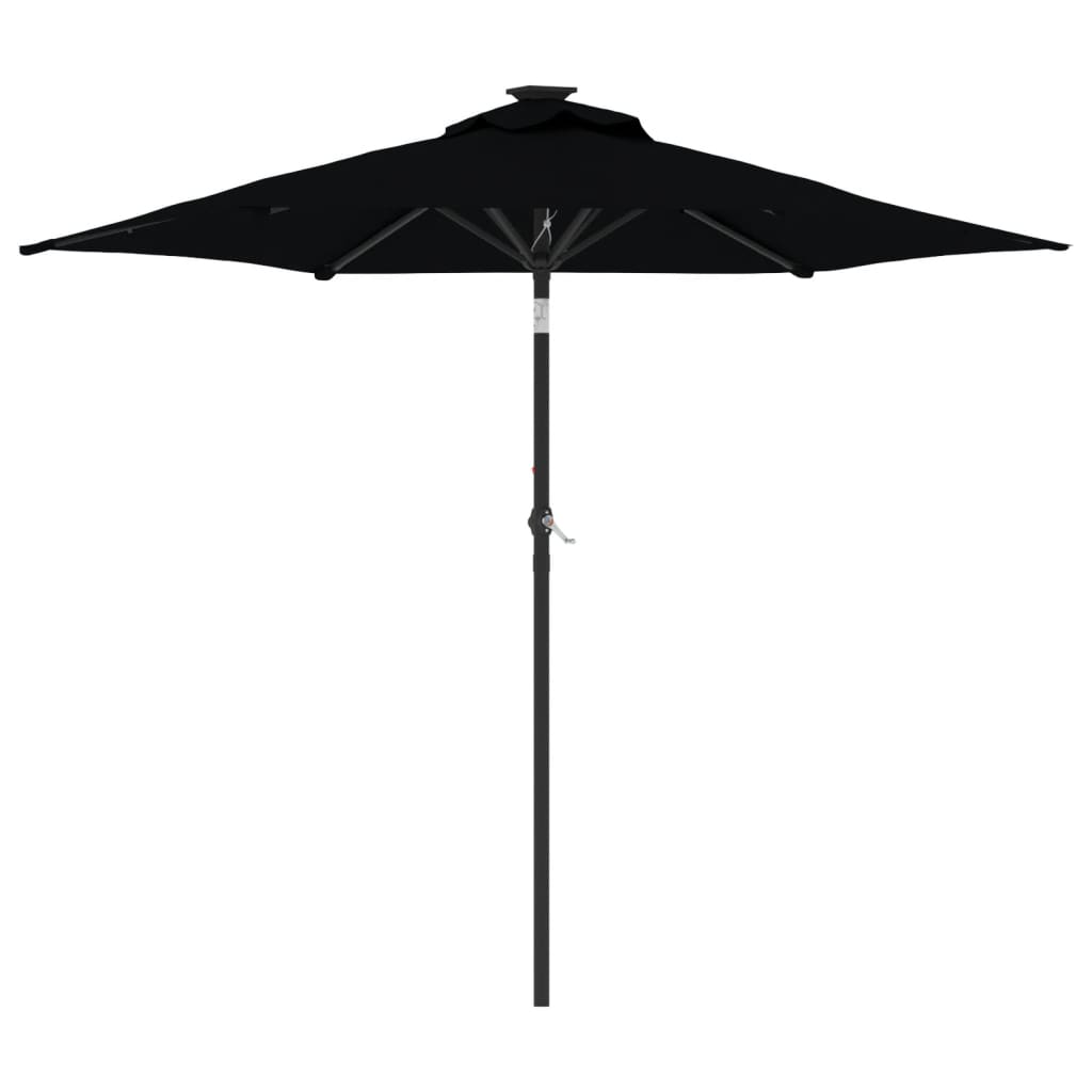 225x225x212 Cm Black Sun Umbrella with Steel Pole