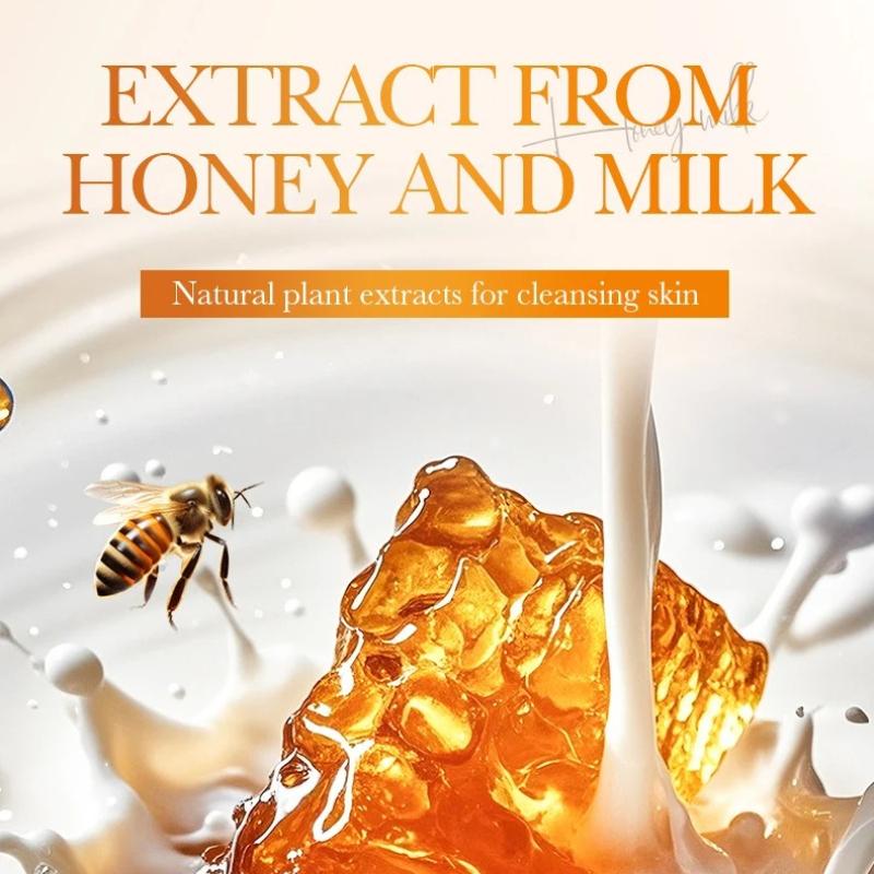 Sadoer Honey Milk Moisturizing Bubbling Soap Skin Whitening Facial Soap Deep Cleansing Body Face Wash Foam Solid Facial Cleanser