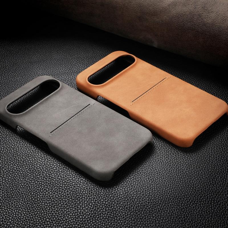 Solid Color Matte Leather Slim Phone Cover For Google Pixel 9 Pro XL Pixel 8A Luxury Card Slot Hard PC Shockproof Lens Protection Case