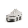 New Women's Height-Enhancing Canvas Slippers: Round Toe, Lace-Up, Thick-Soled Casual Shoes for Spring & Summer