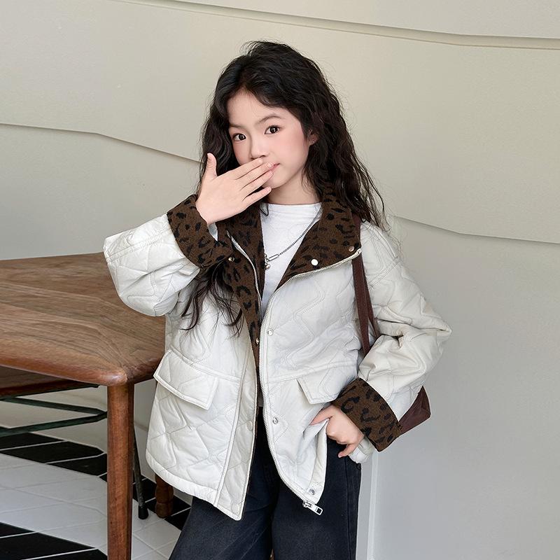 

Девочковое хлопковое пальто в стиле пэчворк с леопардовым принтом - Модная куртка для детей на осень/зиму 2025 150 cm