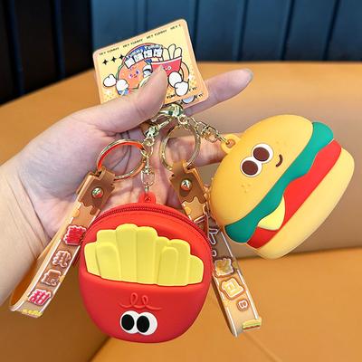 French Fries, Burger, Change Bag, Keychain, Creative Cartoon Mini Key Bag, Multi-Functional Pendant, Doll Grabbing Machine.