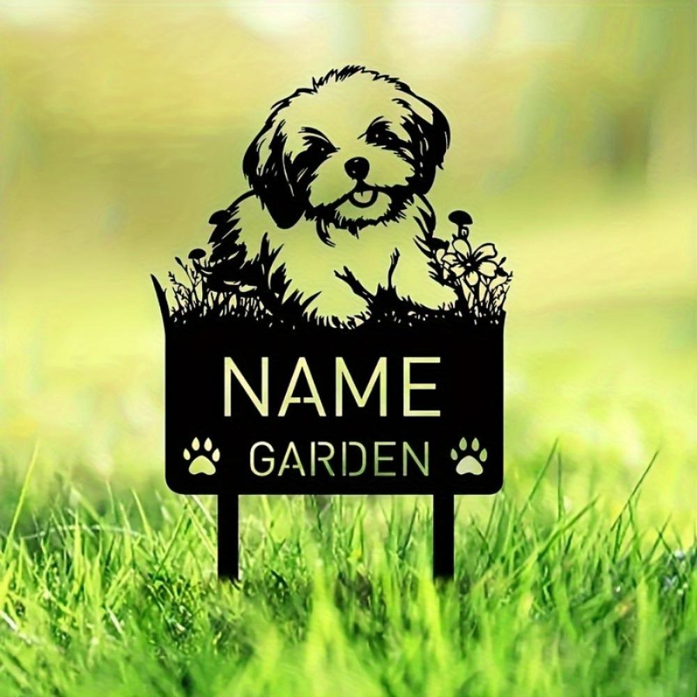 Individueller Gartenstecker für Malteser-Hunde-Gedenken, Vintage-Metall-Haustierverlust-Tribut, Personalisiert, Langlebig