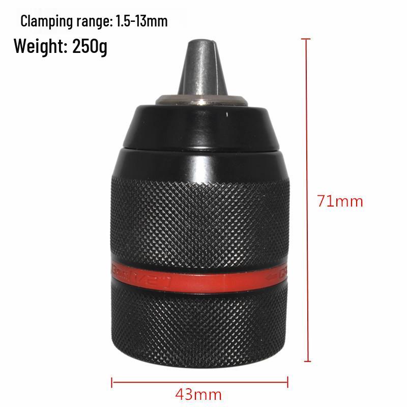 Red Stripe 1.5-13mm All-Metal Three-Jaw Electric Wrench Chuck with SDS and Hex Shank.