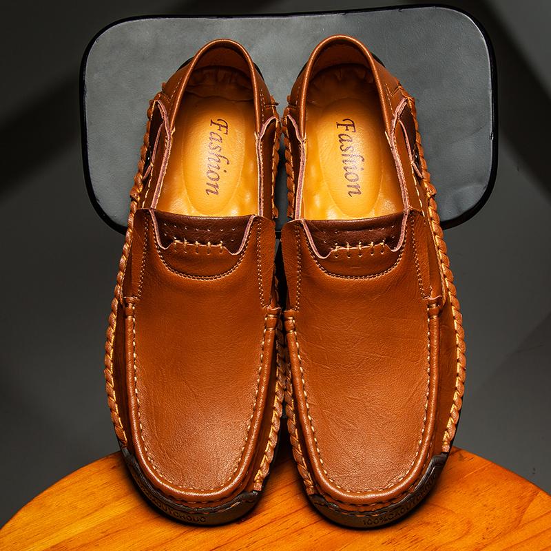 Handmade Genuine Leather Men's Casual Shoes Comfortable and Breathable Moccasins Men Business Flats Shoes Driving Shoes
