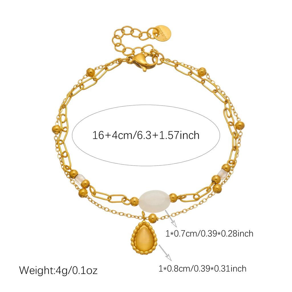 316L Stainless Steel Teardrop White Stone Charm Bracelet For Women Girl Fashion New Trendy Wrist Chain Jewelry Holiday Gifts